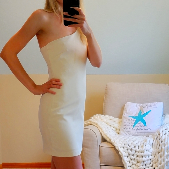 White One Shouldered Mini Dress- Medium - Picture 2 of 8
